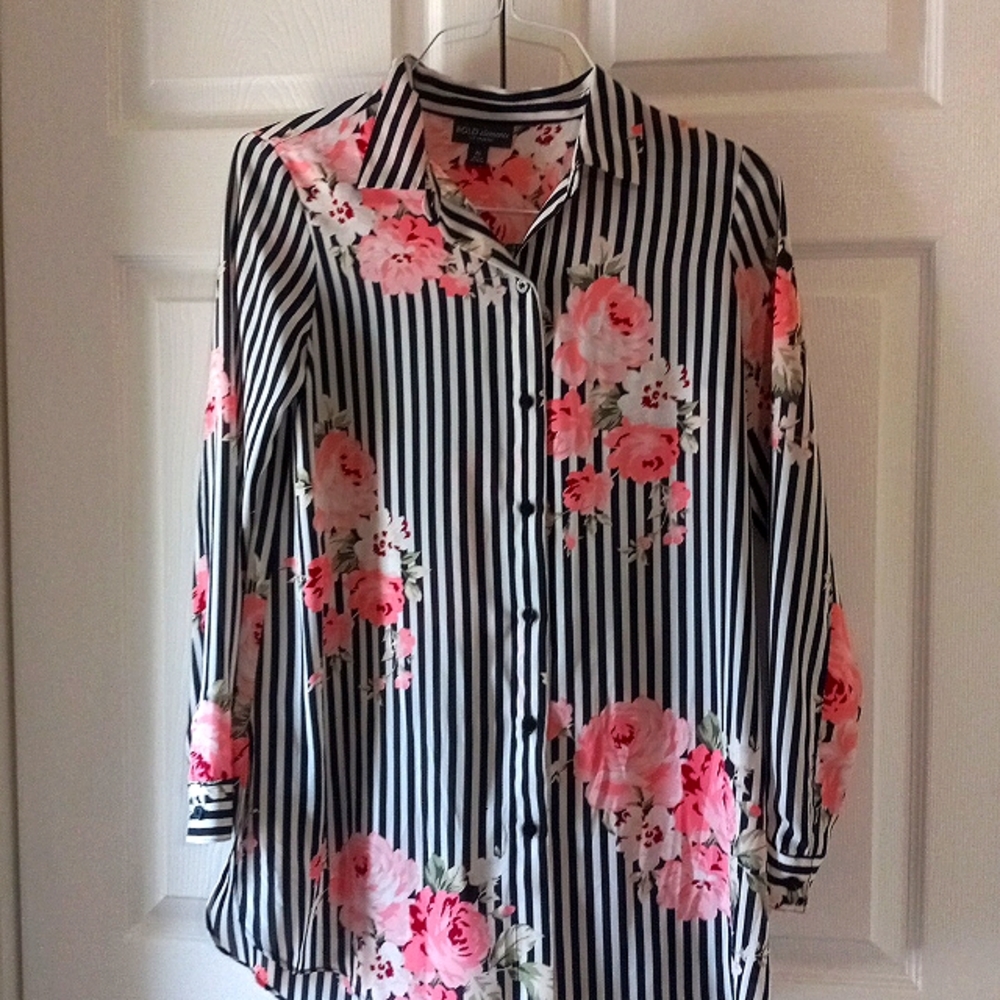 XS Striped and Floral Blouse